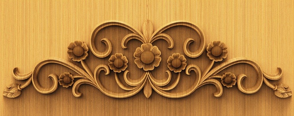 H God Frame - HB-28 Floral Ornament Decorative Wood Carving 3D Model
